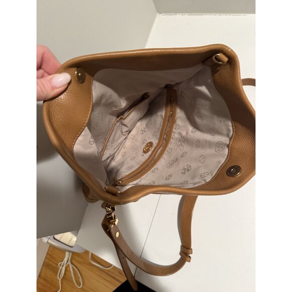 Tory Birch Amanda Crossbody Foldover Bag Tan Leather $425 [jb] - Picture 6 of 9